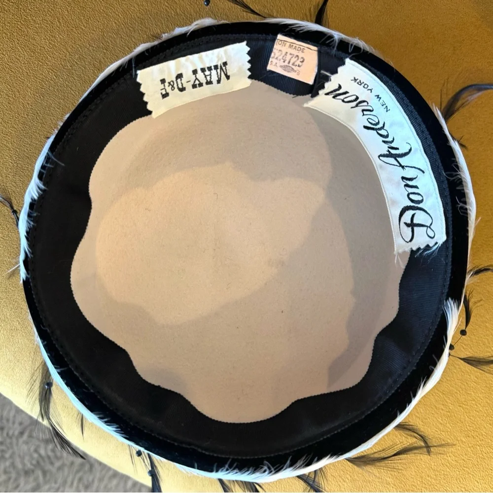 Vintage Black and White Feathered Hat - Picture 10 of 12